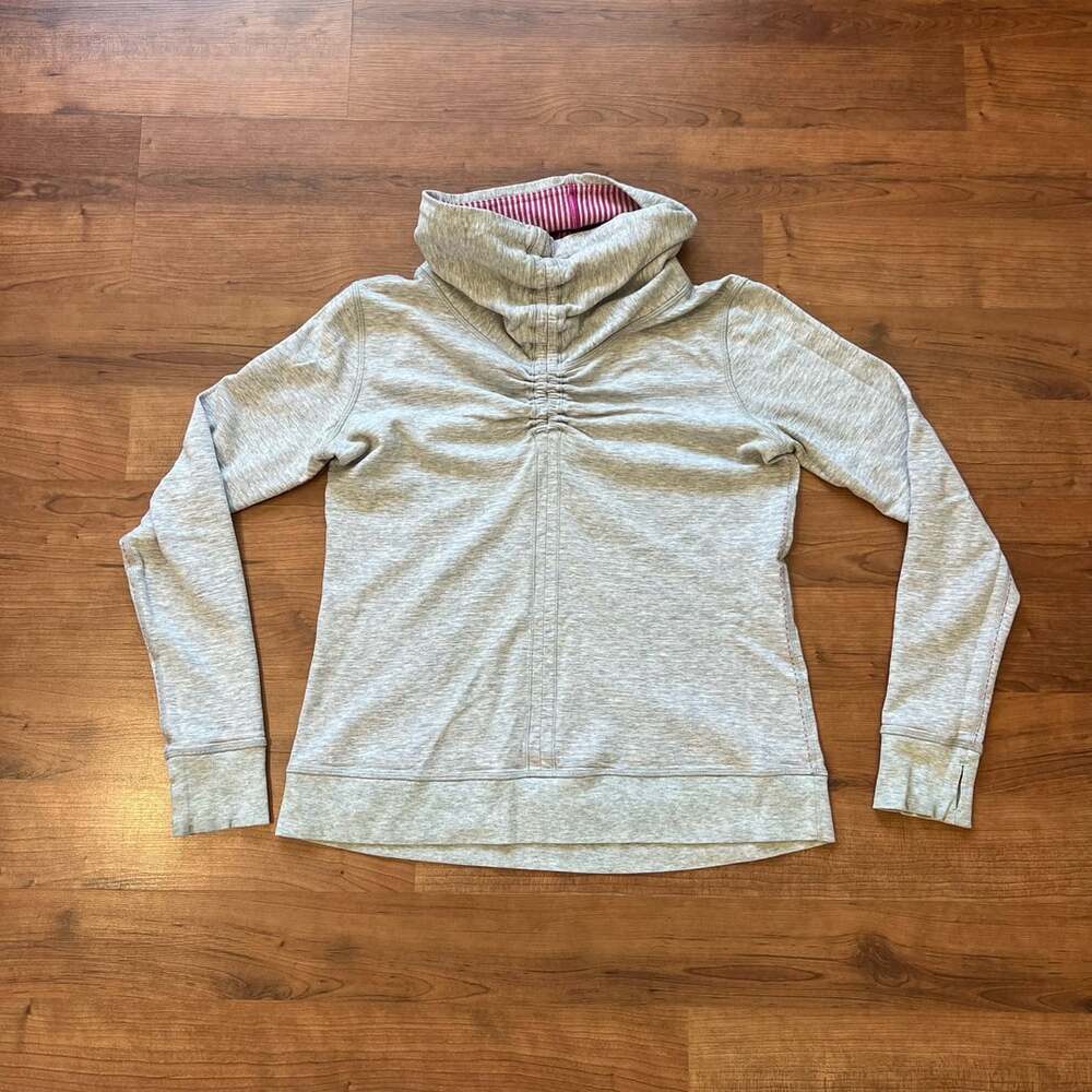 Lululemon Reversible Pullover Sweatshirt Women Sz 6 Gray Pink Striped Cinched